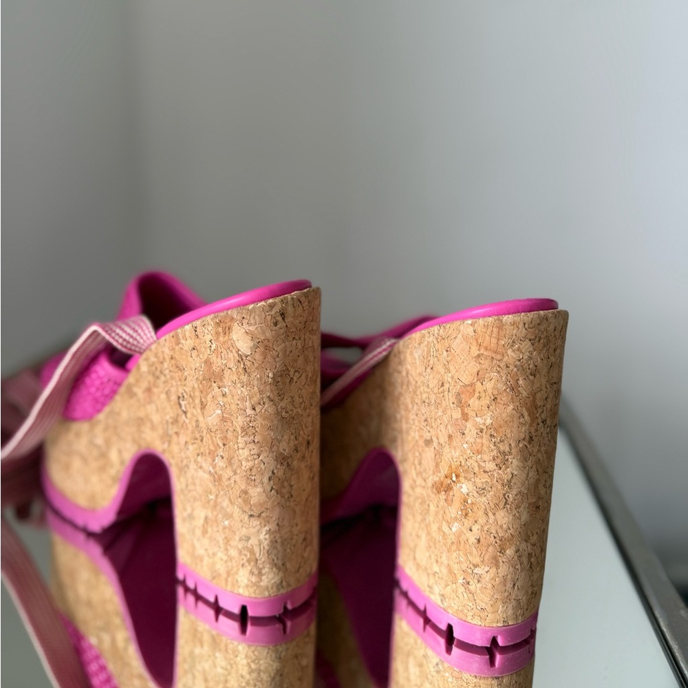 New Jimmy Choo Gal Raffia Cork Ankle-Tie Platform Sandals $750 38.5 - Picture 12 of 15